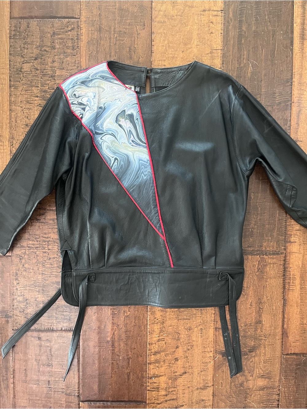 Vintage 1980’s Mestani Leather avant-guard dolman batwing black leather top